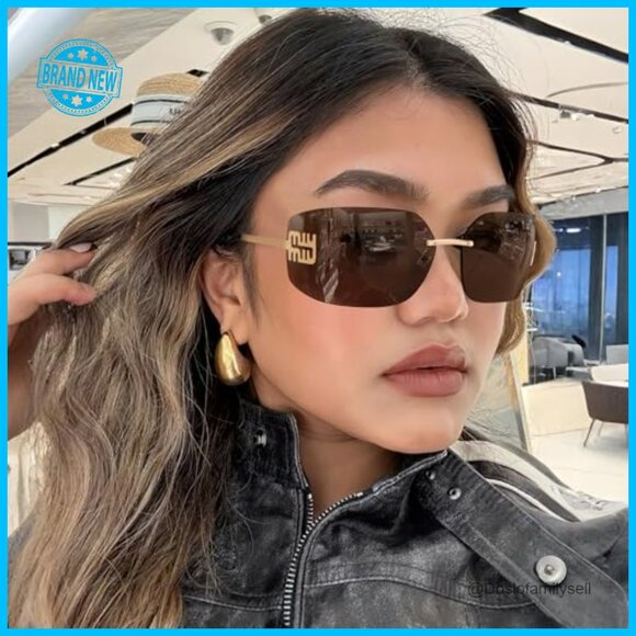 Y2K Retro Sunglasses Rimless Wrap Around Shield Frame Trendy Fashion Glasses main image 4